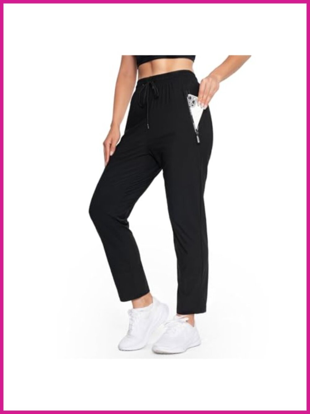 Womens 4-Way Stretch Sweatpants Wide Leg Drawstring Zip Pockets Hiking
